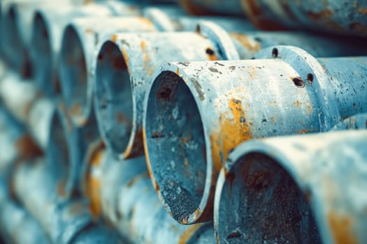 Close up of rusty pipes. Generative AI.
