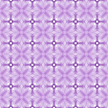 Summer exotic seamless border. Purple incredible boho chic summer design. Textile ready vibrant print, swimwear fabric, wallpaper, wrapping. Exotic seamless pattern.