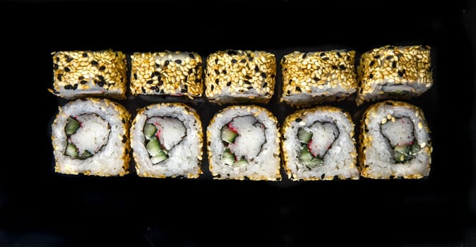 japanese rolls top view. Photo for the menu