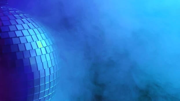 The disco ball is spinning in pink-blue smoke. Night life