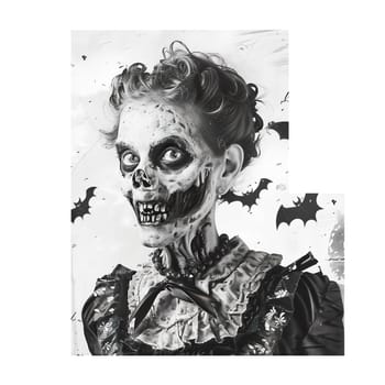 Monochrome vintage photo of halloween zombie cut out ai generated image
