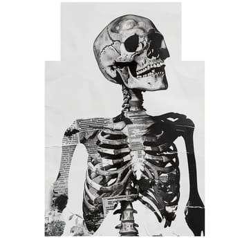 Monochrome vintage photo of halloween skeleton cut out ai generated image