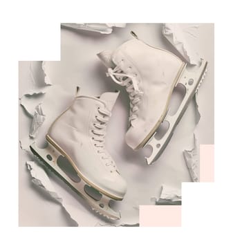 White leather ice skates cut out ai generated image