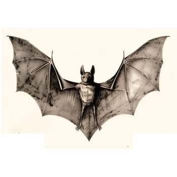 Monochrome vintage photo of halloween Bat cut out ai generated image