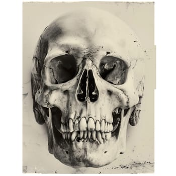 Monochrome vintage photo of halloween skull cut out ai generated image