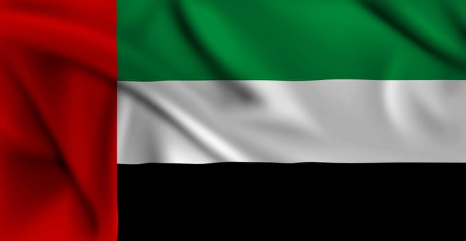 UAE flag covering the frame is waving in the wind. United Arab Emirates flag