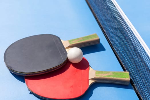 table tennis ball and paddle. High quality photo