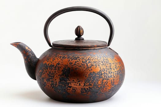 Copper teapot with handle on it. Generative AI.