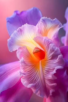 Close up of purple and pink flower. Generative AI.