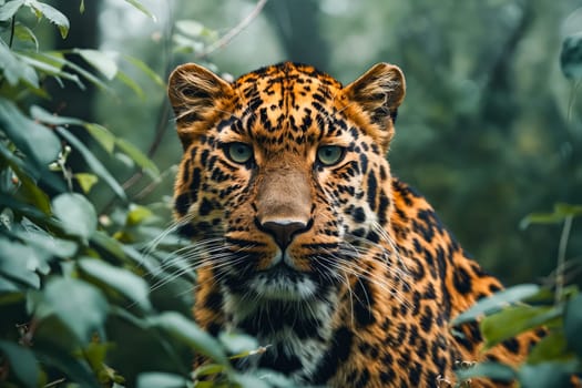 Leopard is standing in the forest. Generative AI.