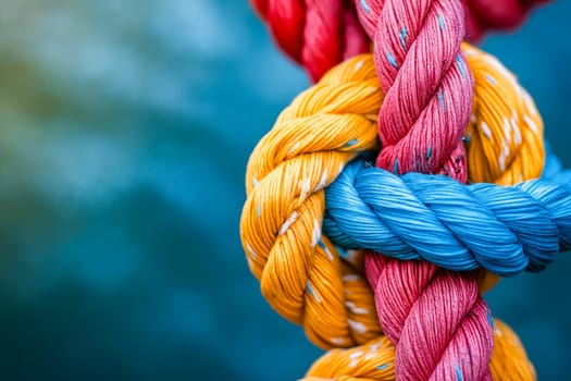 Close up of colorful rope. Generative AI.