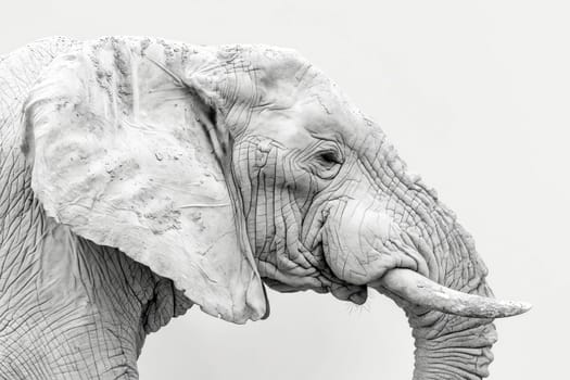 Large elephant with white background. Generative AI.
