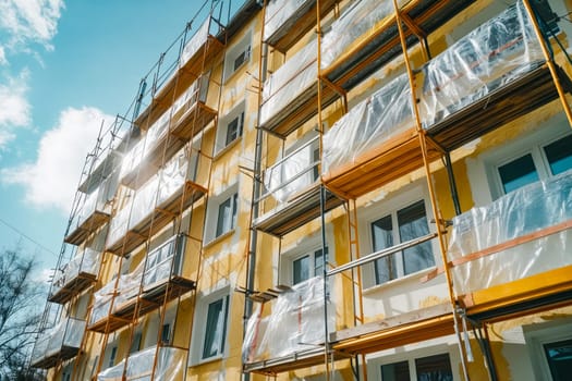 Building with scaffolding on it. Generative AI.