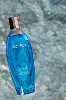 Biotherm Eau Oceane, fresh summer floral aquatic scent Swedish perfume and cosmetics brand, romantic and light mood, product photography, As,Belgium, Juny 28, 2022, High quality photo