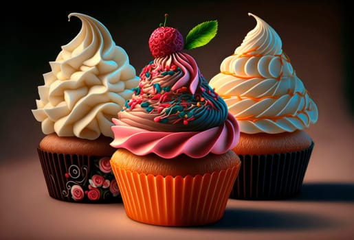 Beautiful natural cupcakes. Generative AI,