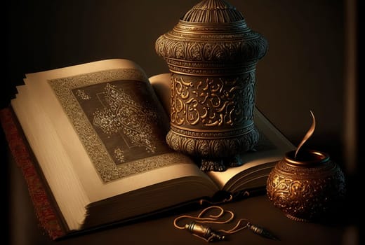 Quran ramadan islam book. Generative AI,
