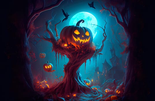 Halloween beautifully scary postcard. Generative AI,