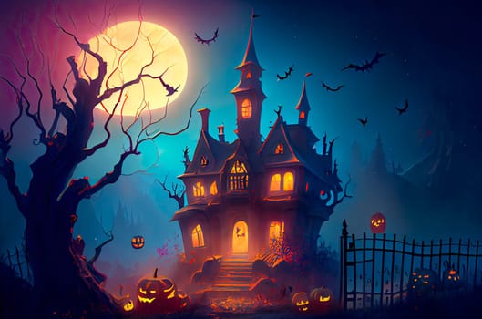 Halloween beautifully scary postcard. Generative AI,