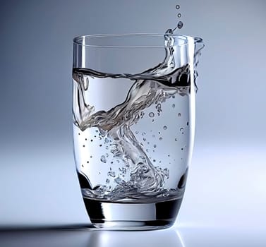 water glass with ice. Generative AI.