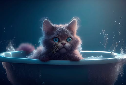 The cat is taking a bath. Generative AI,