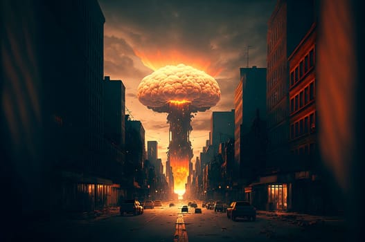 Nuclear explosion in the city. Generative AI,