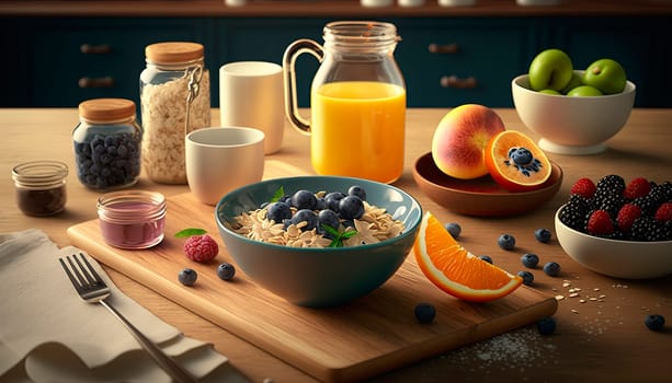 healthy and healthy breakfast on the table. Generative AI,