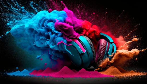 headphone bright colors. Generative AI,