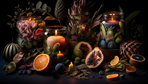 scented candles and fruits. Generative AI,
