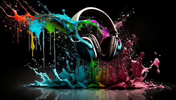 headphone bright colors. Generative AI,