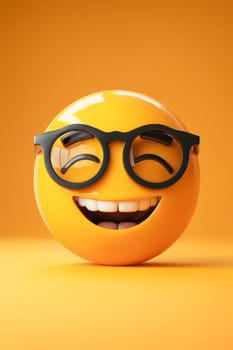 A smiling face with glasses on it. The glasses give the face a nerdy, intellectual look. Generative AI