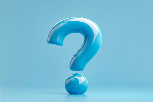 A blue question mark is floating in the air. The blue color of the question mark is very bright and stands out against the blue background. Generative AI
