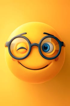 A smiling face with glasses and a wink. Concept of humor and playfulness. Generative AI