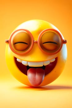 A cartoon face with glasses and a tongue sticking out, smiling. Scene is lighthearted and humorous. Generative AI