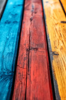 A photo of a wooden board with a rainbow of colors. The board is made of wood and has a unique and colorful appearance. Generative AI
