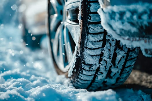 A tire with snow on it. Generative AI