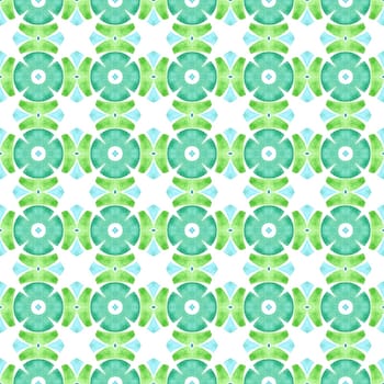 Textile ready magnificent print, swimwear fabric, wallpaper, wrapping. Green fetching boho chic summer design. Organic tile. Trendy organic green border.