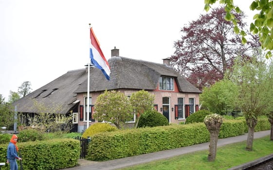 GIETHOORN, NATHERLANDS, April, 27, 2024, Beautiful village much loved by tourists. High quality photo