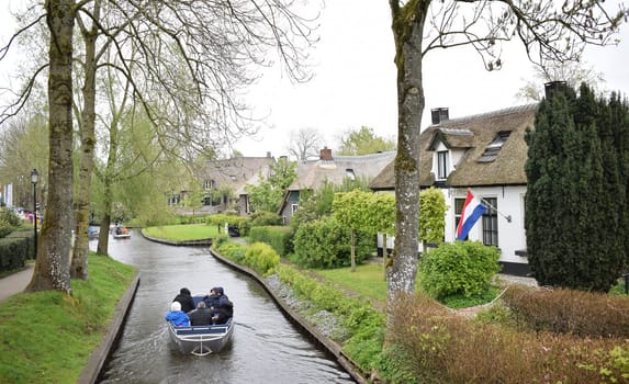 GIETHOORN, NATHERLANDS, April, 27, 2024, Beautiful village much loved by tourists. High quality photo