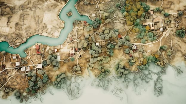 Banner: Aerial view of a small town in the middle of a forest