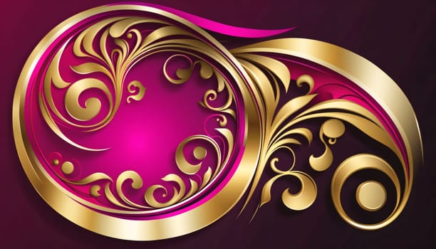 Banner: Abstract vector floral background with golden swirls and place for your text