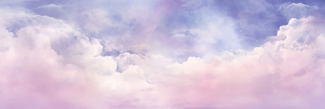 Banner: Sky and clouds panorama with copy space. Nature abstract background.