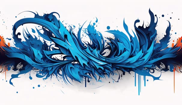 Banner: Blue and orange paint splashes on white background. Vector illustration.