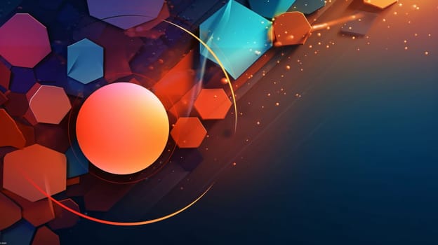 Banner: 3d illustration of abstract geometric composition in yellow, orange, blue and black
