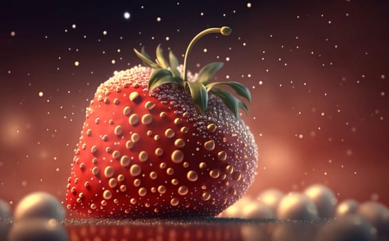 Banner: Strawberry with bokeh background. 3D illustration.