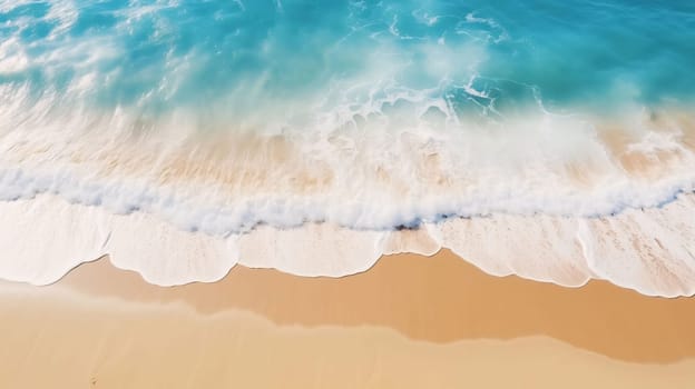 Banner: Aerial view of beautiful tropical beach with turquoise sea wave