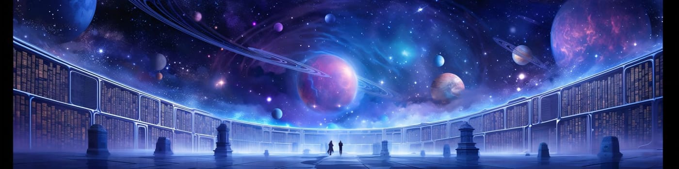 Banner: Astronomical observatory in space. Panorama of the universe.