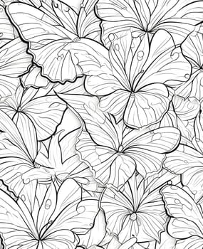 Patterns and banners backgrounds: Seamless pattern with butterflies. Black and white vector illustration.