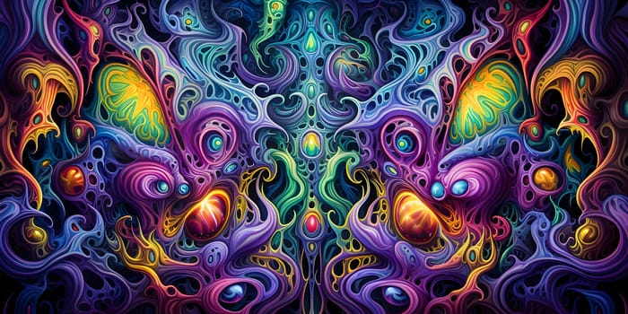 Patterns and banners backgrounds: Abstract colorful background. Psychedelic fractal texture. Digital art. 3D rendering.