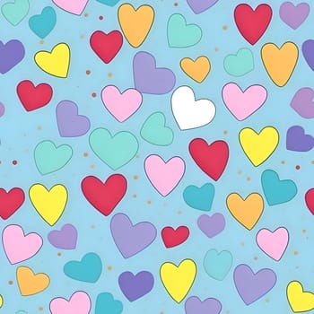 Patterns and banners backgrounds: Seamless pattern with colorful hearts on blue background. Vector illustration.