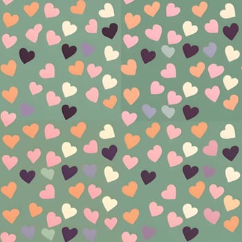 Patterns and banners backgrounds: Seamless pattern with hearts on a green background. Vector illustration.